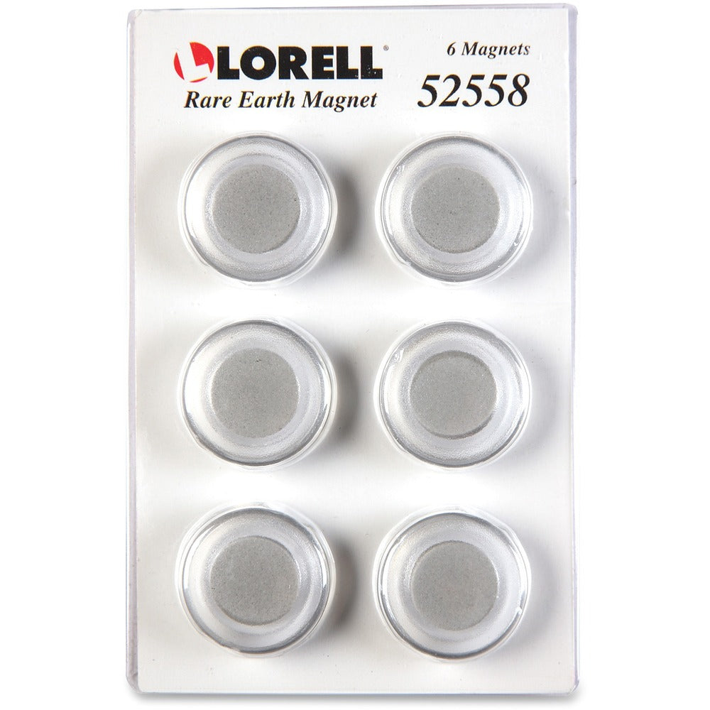 Image of Lorell Rare Earth Magnet, f/Glass Boards, 1-1/5" Dia, 6/PK, Clear