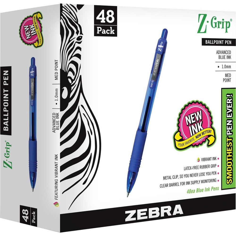 Image of Zebra Ballpoint Pen, Retractable, 1.0mm, 48/PK, Blue