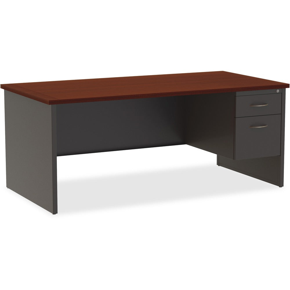 Image of Lorell Right Pedestal Desk, 36"x72", CH/MH