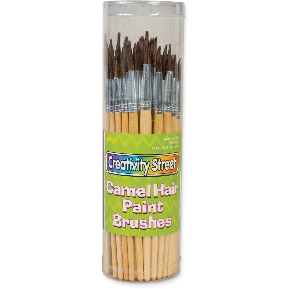 Image of Pacon Paint Brushes, Camel Hair, Wood Handles, 72/ST, Multi