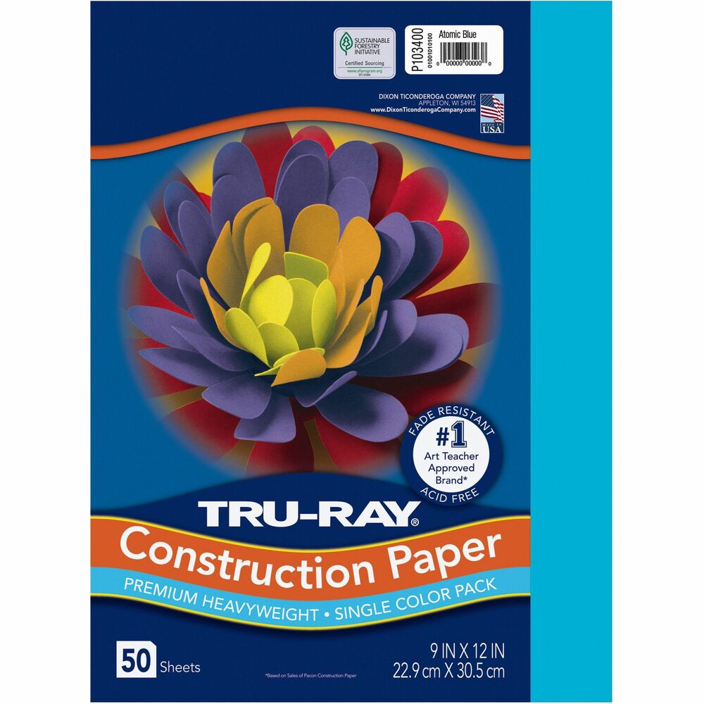 Image of Pacon Construction Paper, 76 lb, 9"x12", 50/PK, Atomic Blue