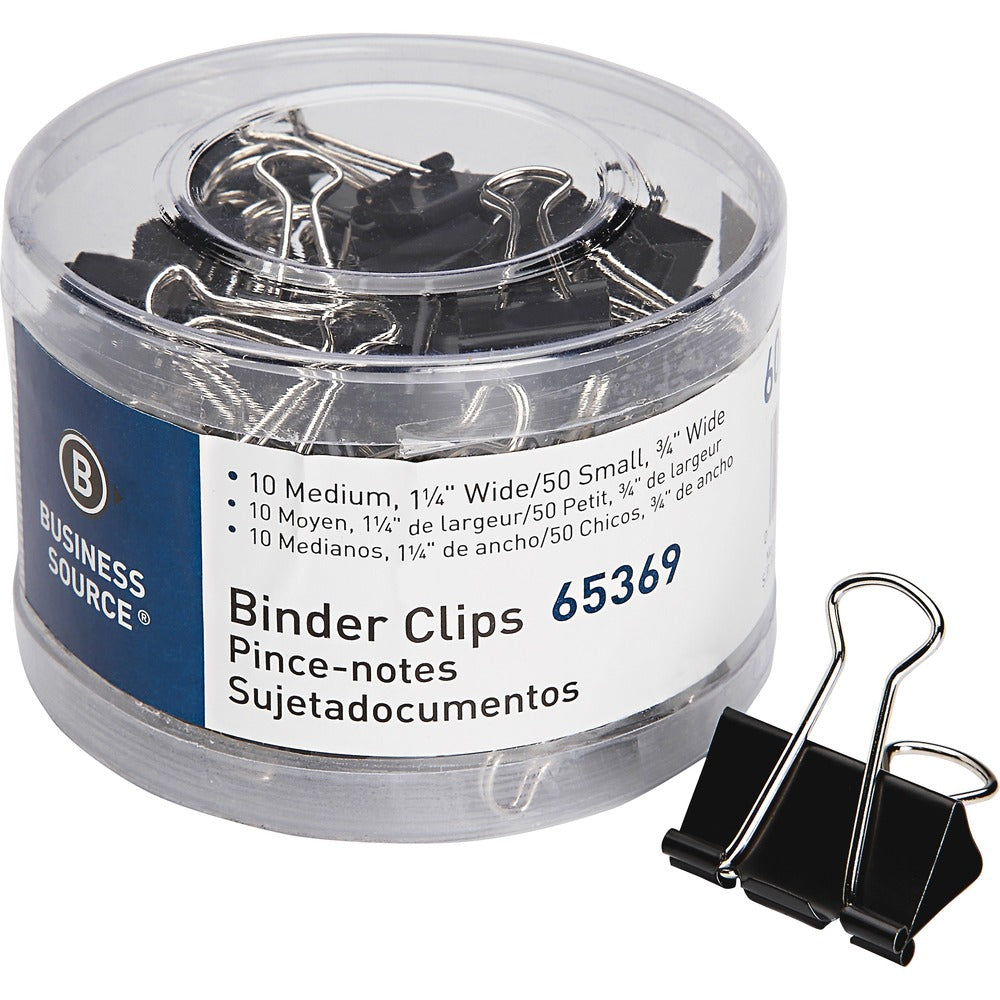 Image of Business Source Binder Clips, SM/MD, 60/PK, Black