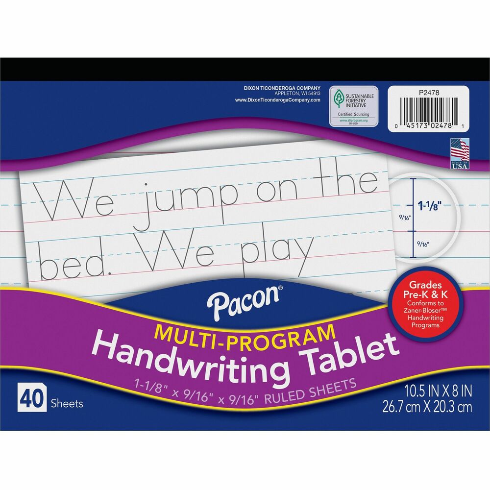 Image of Pacon Multi-Program Handwriting Tablet, 8"x10-1/2", GK, 40Shts, WE