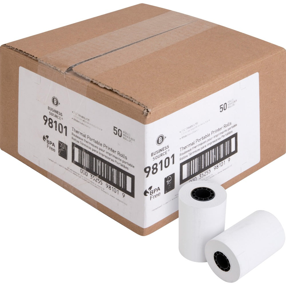 Image of Business Source Thermal Roll, 2-1/4"x55', 50RL/CT, White