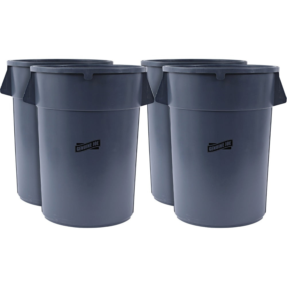 Image of Genuine Joe Trash Container, Heavy Duty,44 Gal,31.5"x24"x24",4/CT,Gray
