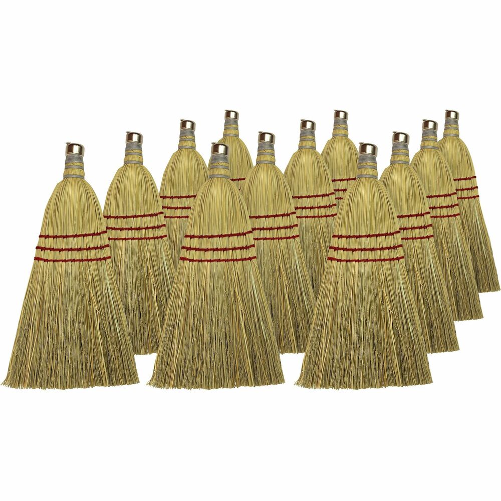 Image of Genuine Joe Whisk Broom, Metal Cap, Hang-Up Ring, 12/CT, Natural