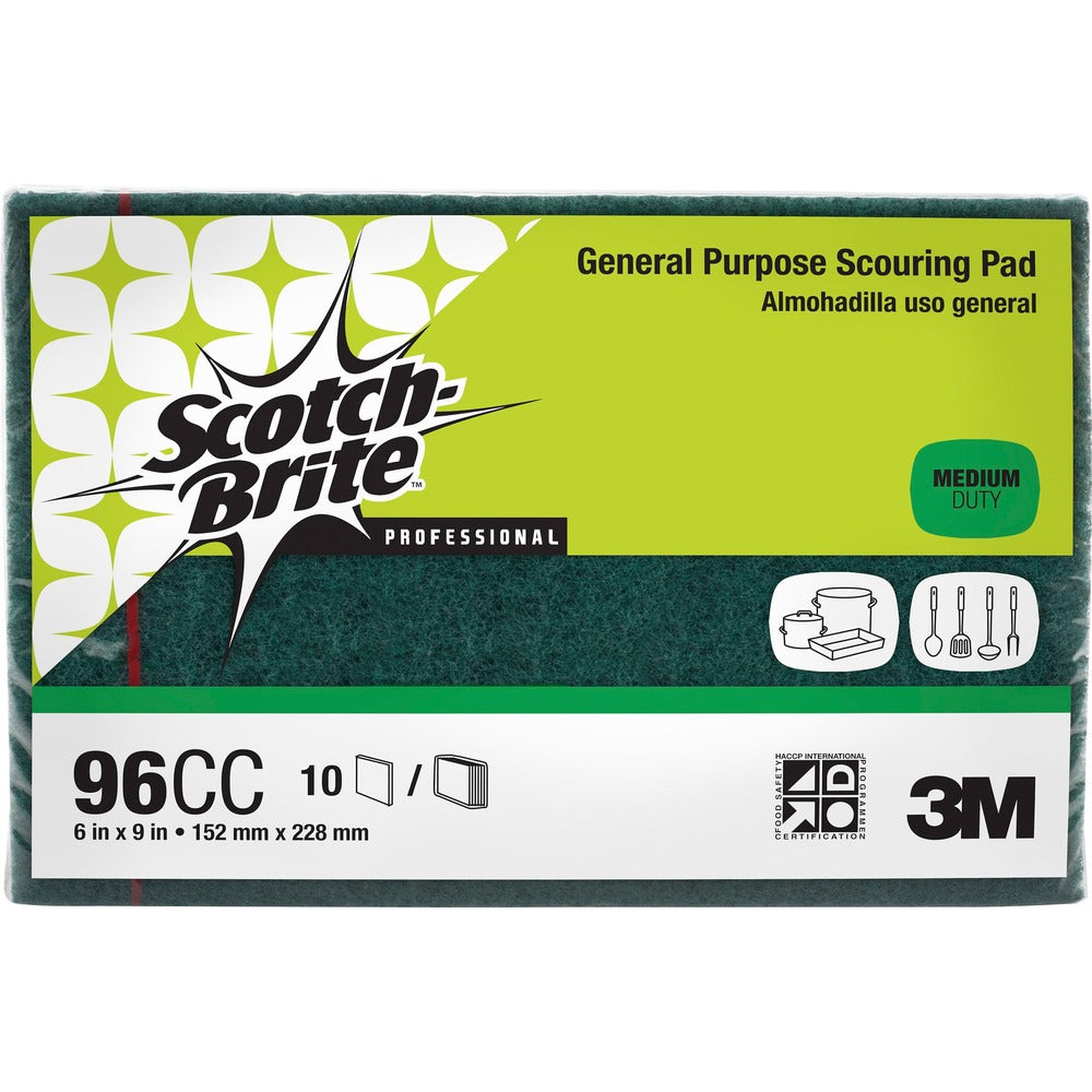 Image of 3M Scouring Pads, 6"x9", 10/PK, 6PK/CT, Green