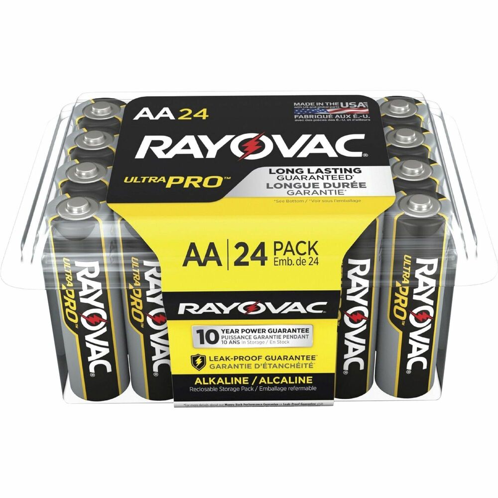 Image of Rayovac Corporation Alkaline Batteries, AA Ultra Pro, 24/PK, 12PK/CT,Black/Red