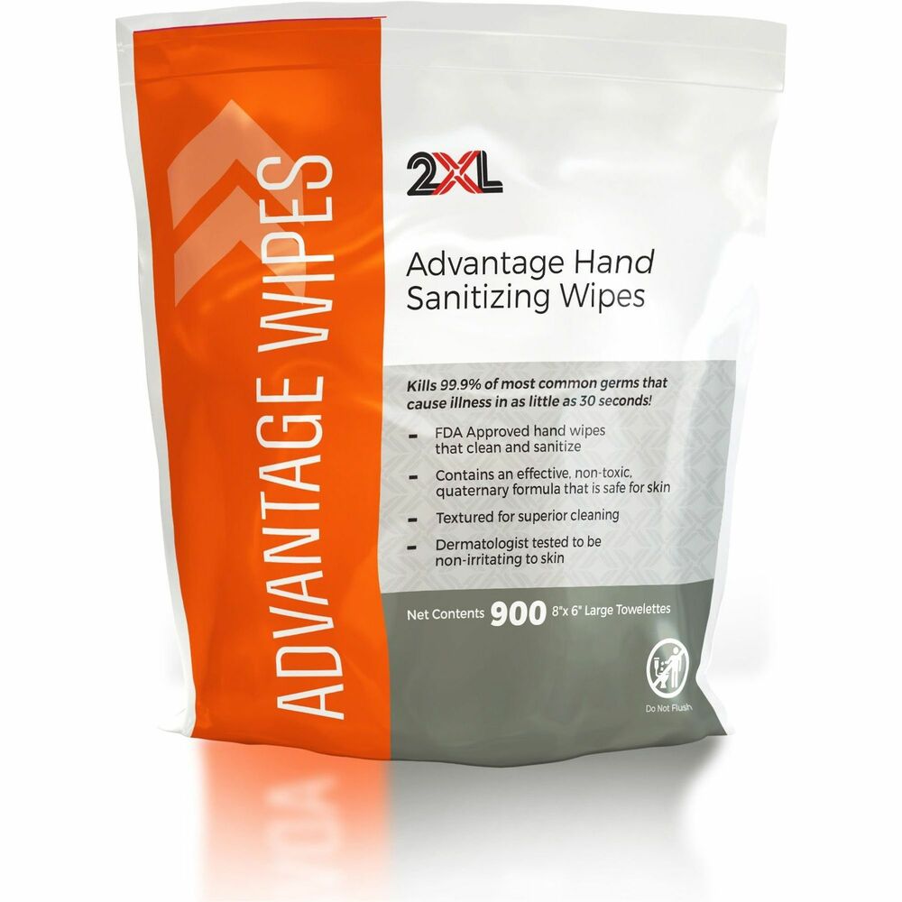 Image of 2XL CORP Sanitizing Wipes, Non-alcohol, 6"x8", 900 Sheets/Roll, White