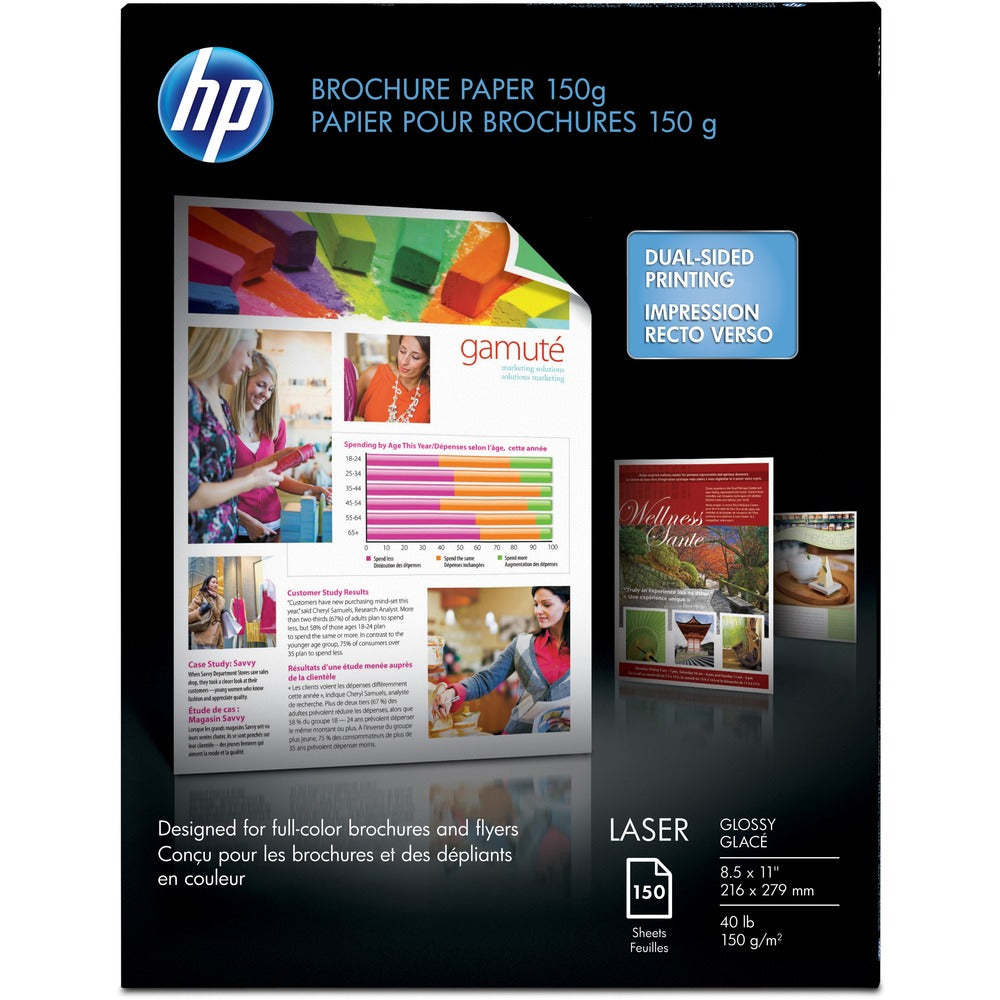 Image of Hewlett-Packard Laser Brochure Paper,40lb,97GE,8-1/2"x11",150/PK,6PK/CT,WE