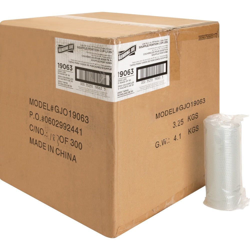 Image of Genuine Joe Portion Cup Lids, 2oz, 50/BG, 50BG/CT, Clear