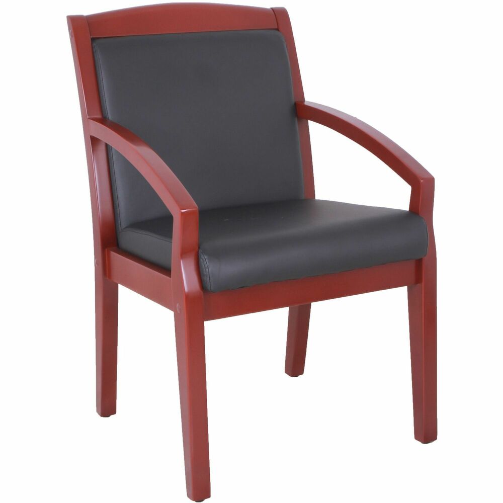 Image of Lorell Guest Chair, Wood, 23-1/4"x24-3/8"x34", Black/Mahogany