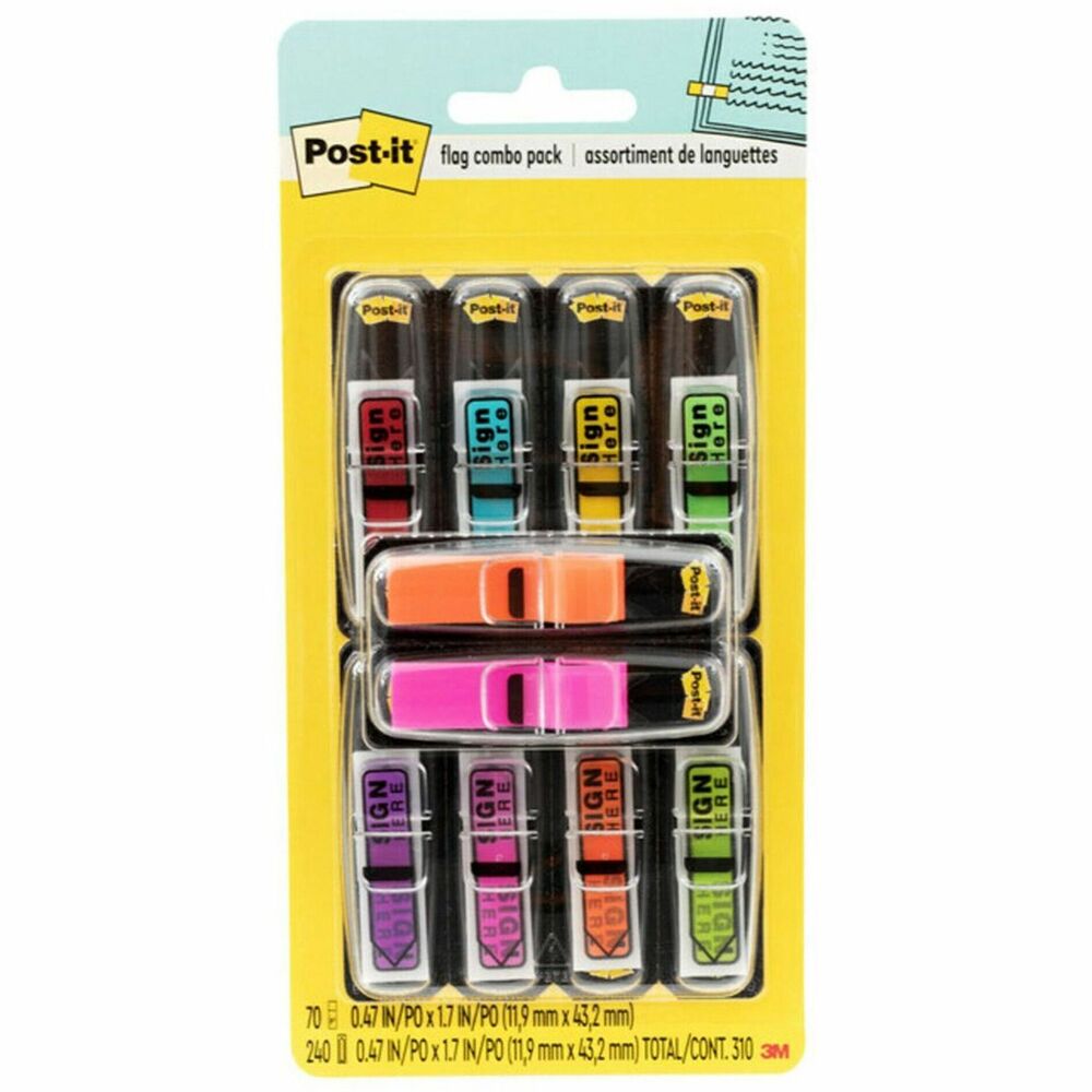 Image of 3M Post-It Message Flags Value-Pak, Sign Here, 240/PK, MI