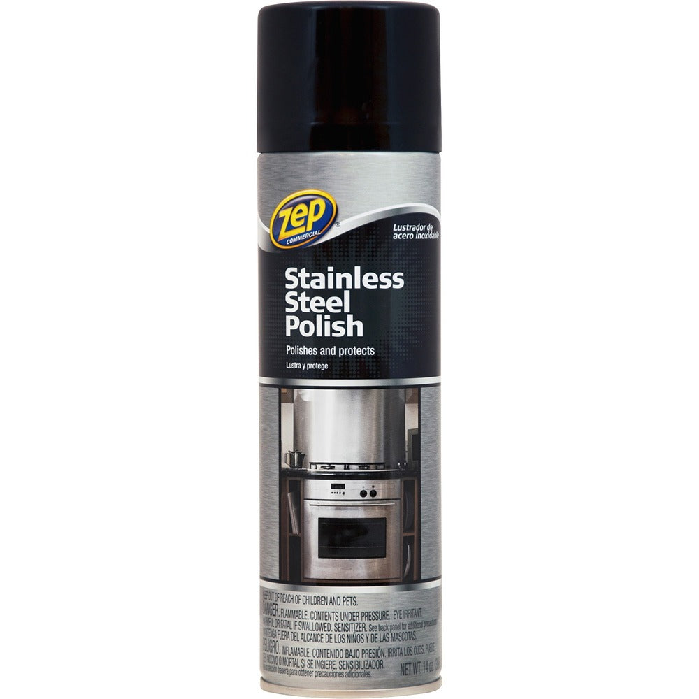 Image of Zep Commercial Stainless Steel Polish, 14oz, Chrome/Black