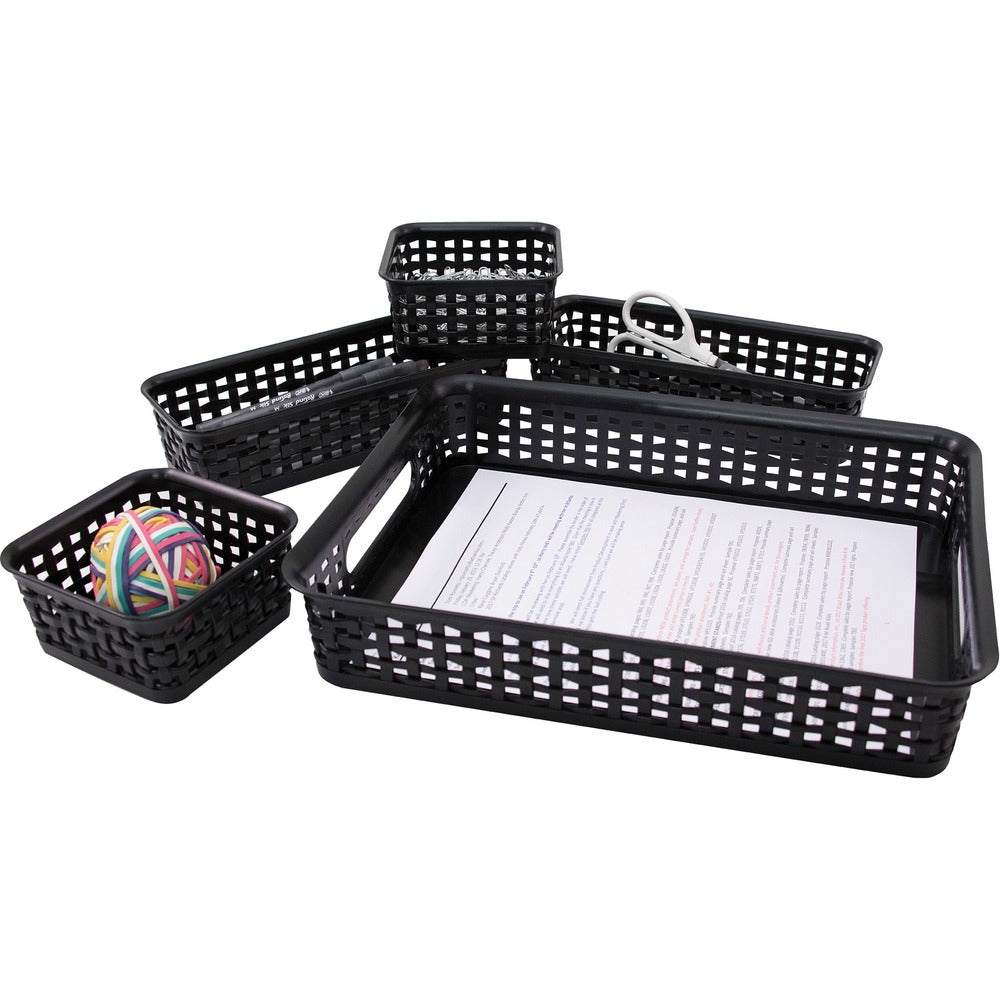 Image of Advantus Corp. Weave Bin, Plastic, 10-1/10"Wx13-2/5"Lx2-1/2"H, 5/PK, Black