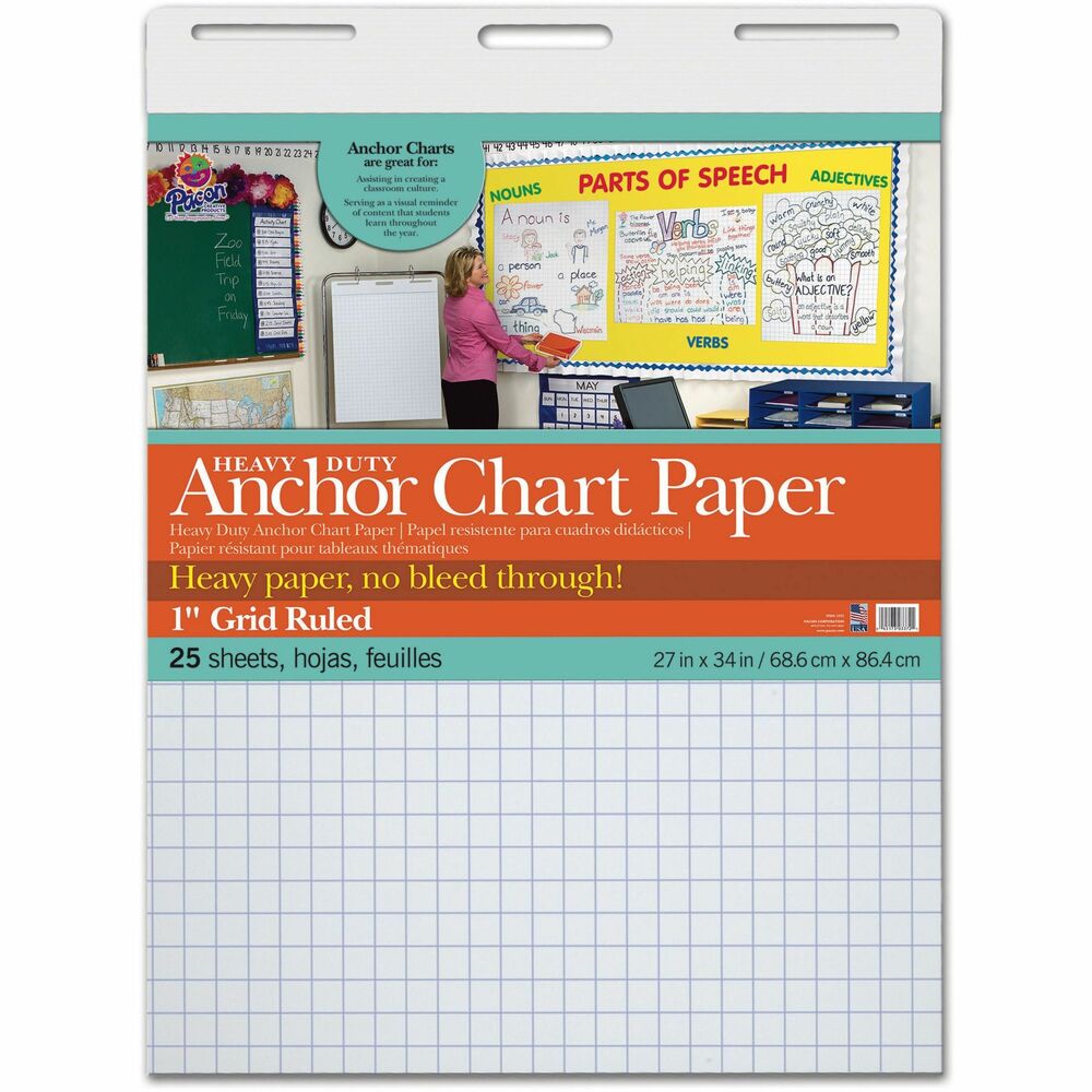 Image of Pacon Anchor Chart Paper, 1" Grid Rld, 27"x34", 25Shts, 4/CT, WE