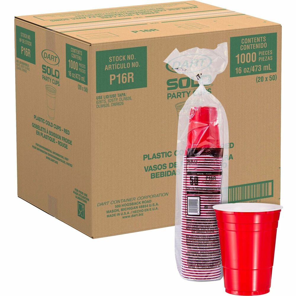Image of Solo Cup Company Party Cups, Plastic, 16oz., 20PK/CT, Red