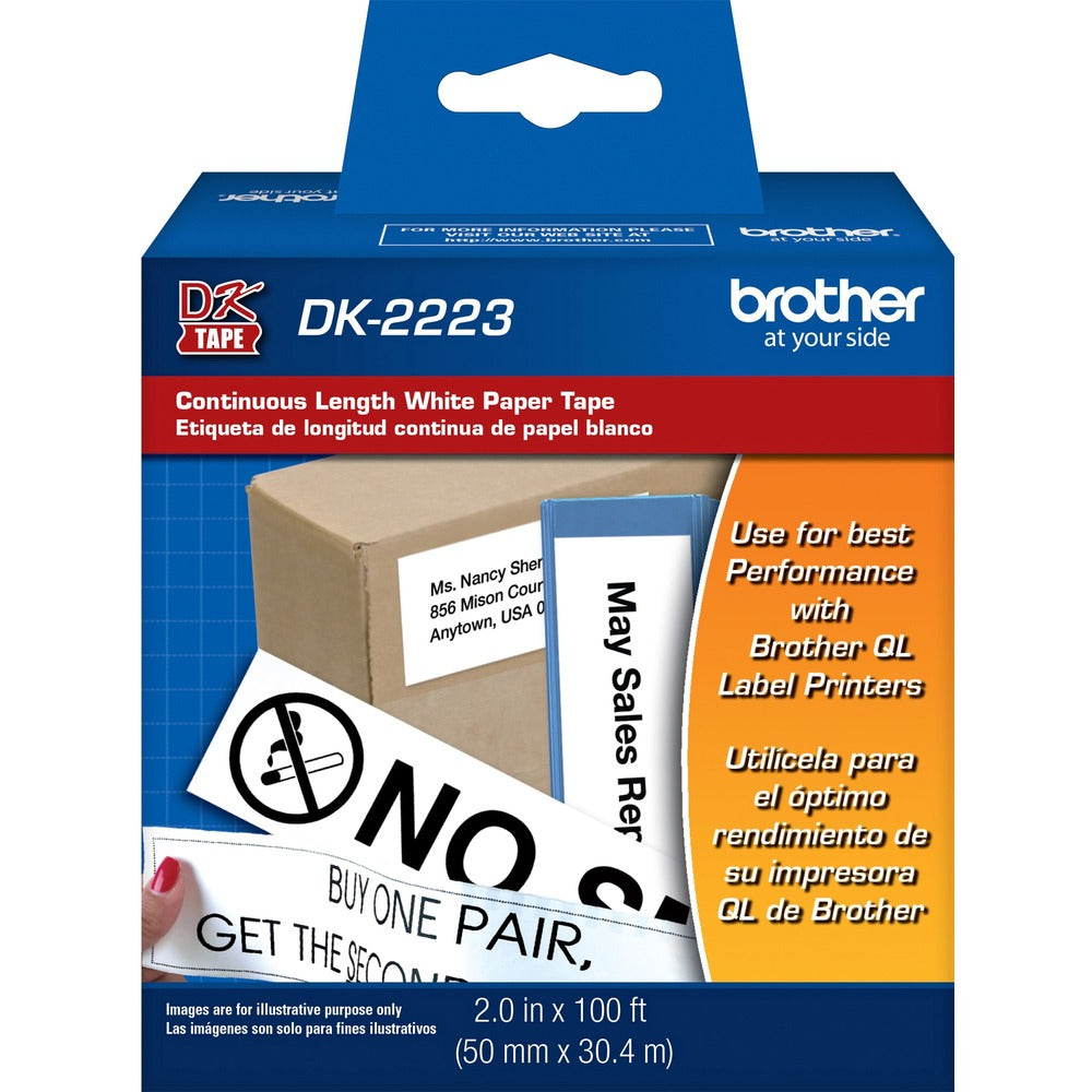 Image of Brother Continuous-Length Paper Labels, 2"x100', 1/RL, BKWE