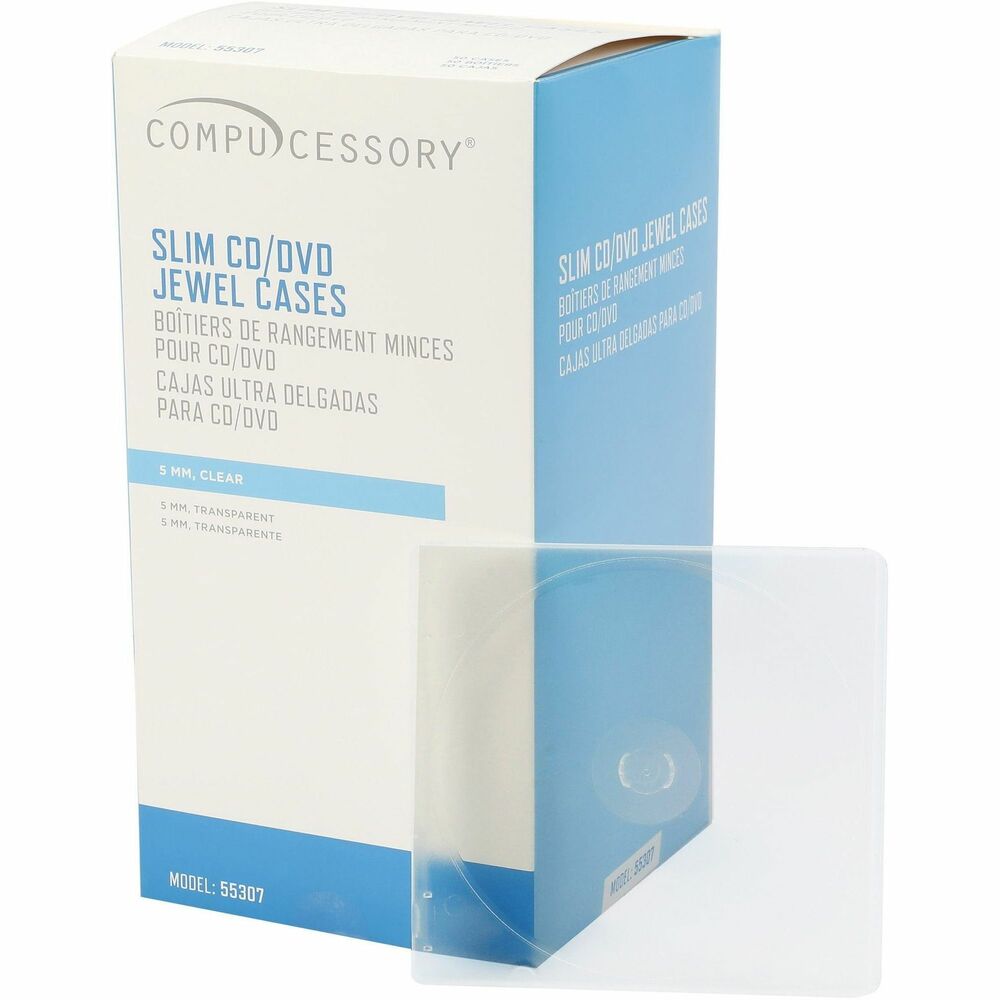Image of Compucessory CD Case, Slim, 50/PK, Clear