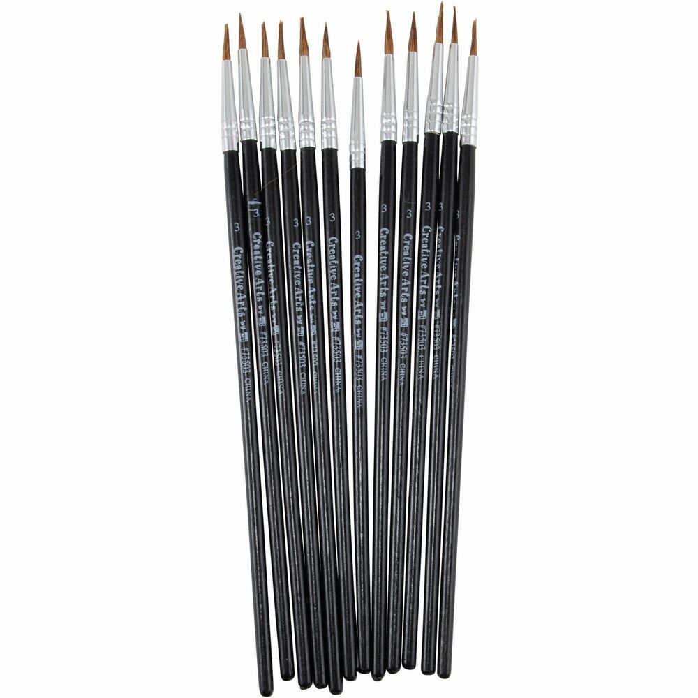 Image of Charles Leonard, Inc Water Color Brush, No. 3, 1/2", 12/PK, Black
