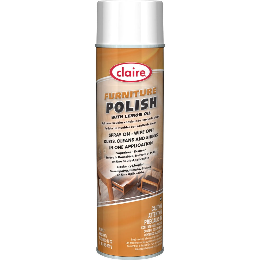 Image of Claire Manufacturing Co Furniture Polish,Dusts/Cleans,Aerosol,19 oz,BN