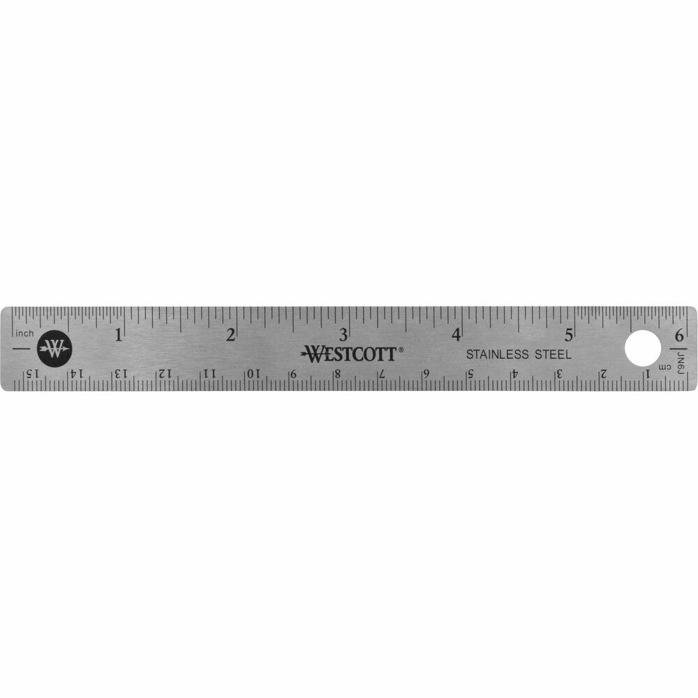 Image of Acme United Corporation Rulers, 6"L, Stainless Steel, Nonslip Cork Back, 12/BX, SR