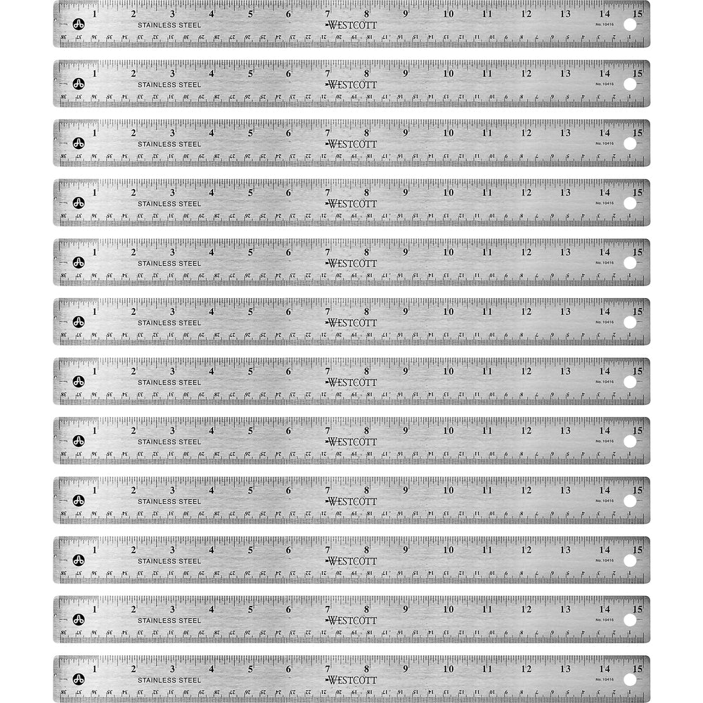 Image of Acme United Corporation Rulers, 15"L, Stainless Steel, Nonslip Cork Back, 12/BX, SR