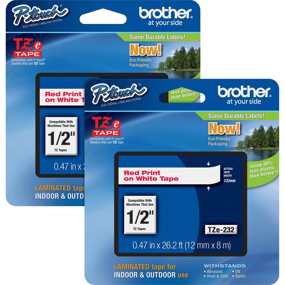 Image of Brother Tape Cartridge, Laminated, f/P-Touch 8m, 1/2", 2/BD, RD/WE