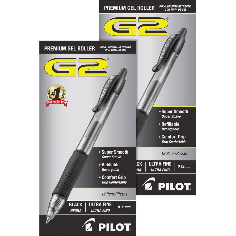 Image of Pilot Retractable Pens, Ultra Fine,24/BD, Clear Barrel/Black Ink