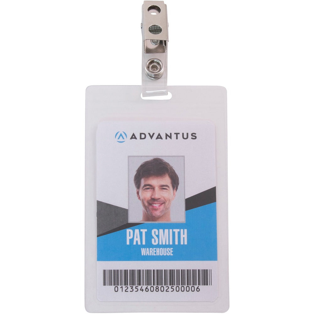 Image of Advantus Corp. Card Holders,Self-Lamin,Vert,2-1/4"x3-1/2"Insert,25/PK,CL
