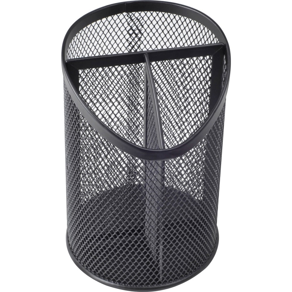 Image of Lorell Pencil Cup, Divided, 4"Wx6"H, Black