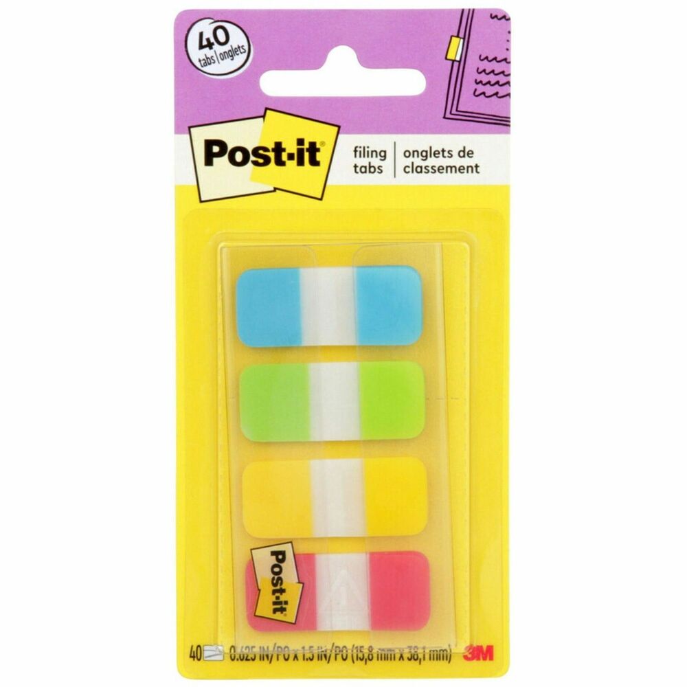 Image of 3M Post-it Tabs, Self-Stick, 5/8", 40/PK, Assorted Bright