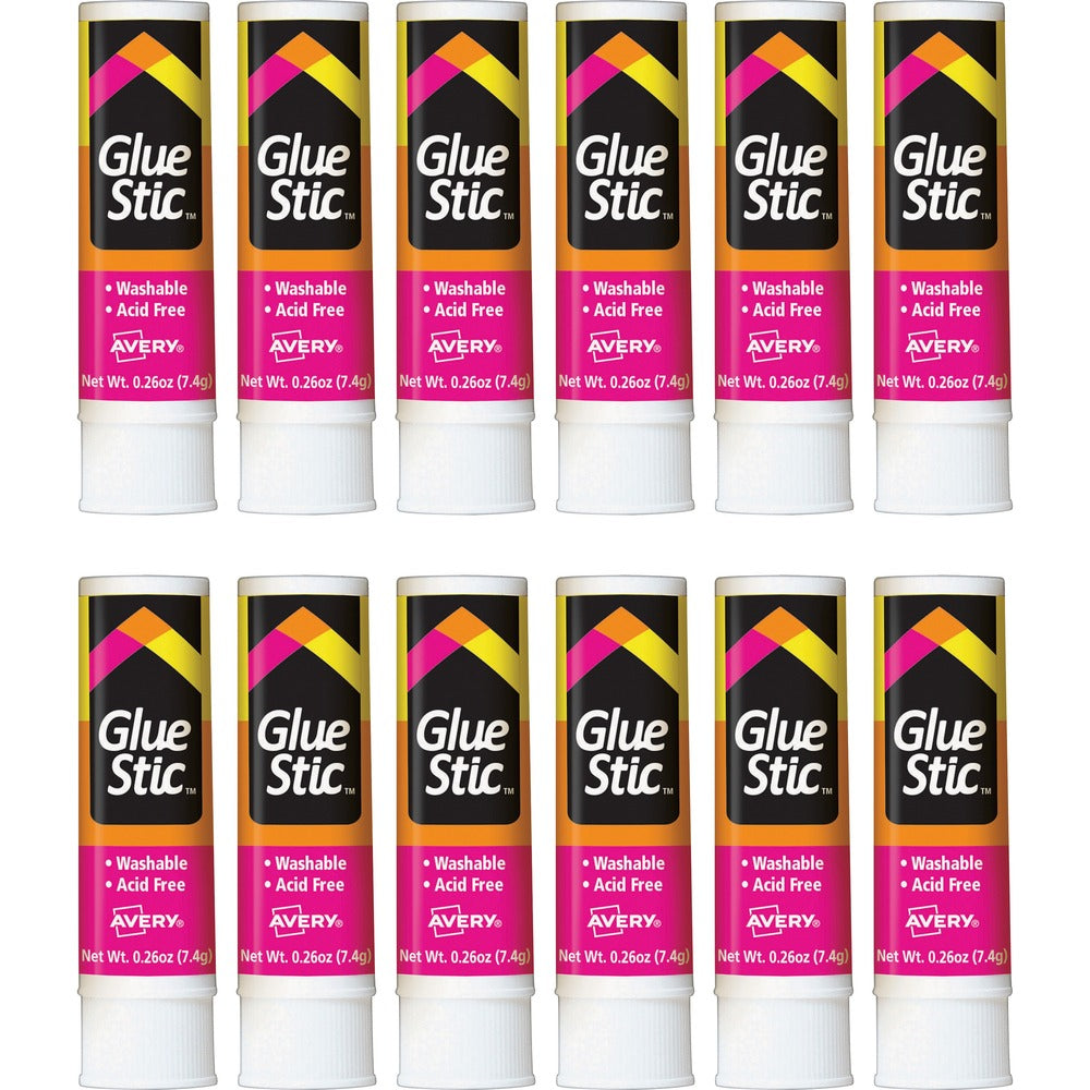 Image of Avery Glue Stic, Permanent, Washable, 0.26 oz., 12/BX, Clear