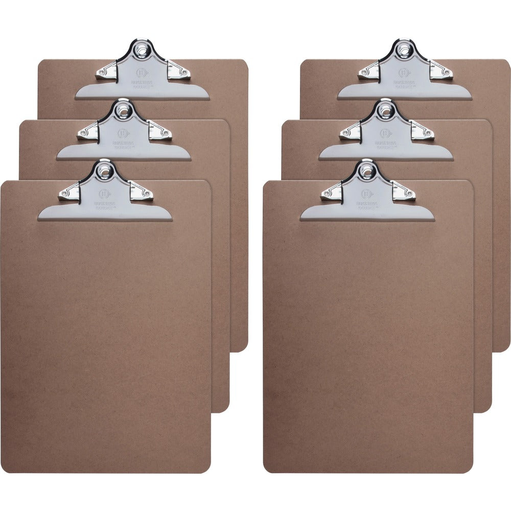Image of Business Source Clipboards, Hardboard, Metal Clip, 9"x12-1/2", 6/BD, Brown