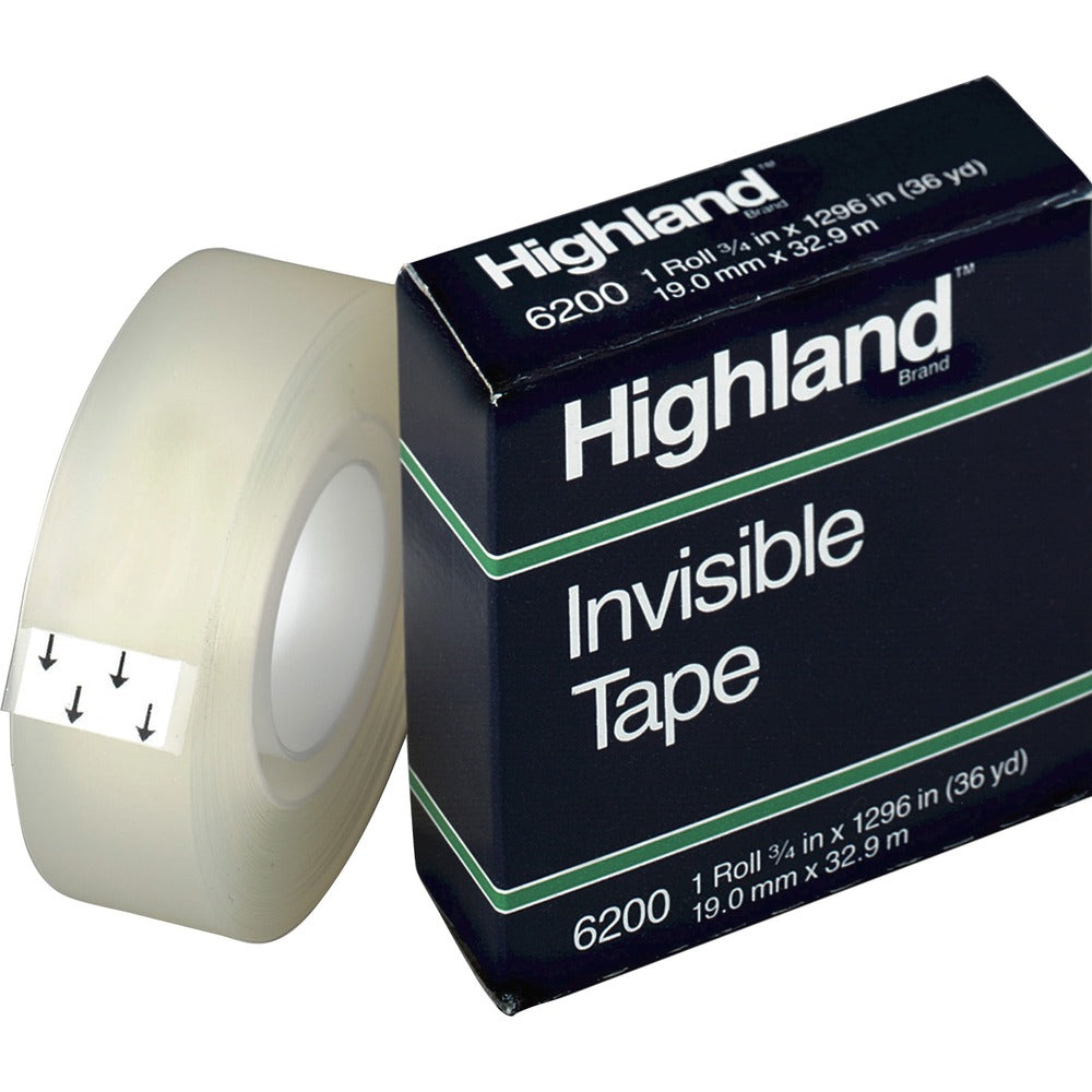 Image of 3M Invisible Tape, 1" Core, 3/4"x1296", 12 Rolls/PK, Clear