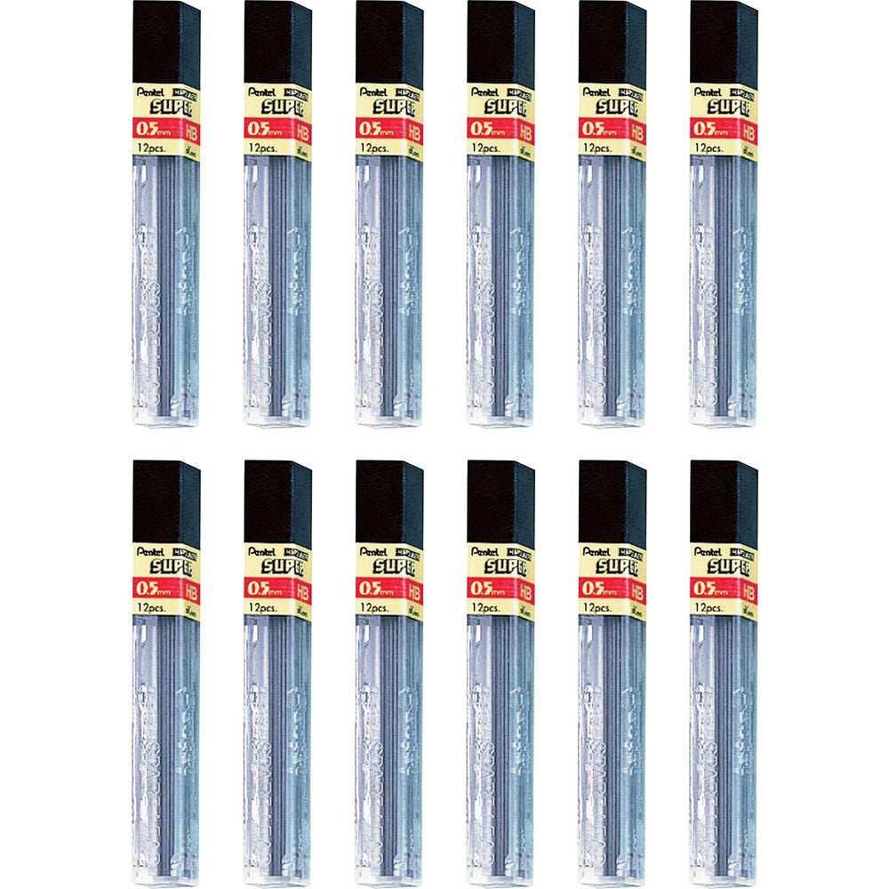 Image of Pentel Hi-Polymer Lead, 0.5 mm, Fine, 12/Tube, 12TB/BX, HB/Black