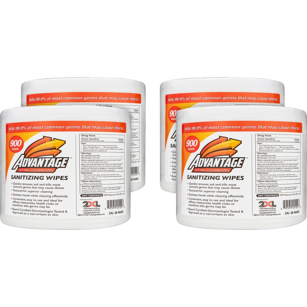 Image of 2XL CORP Sanitizing Wipes,Non-alcohol,6"x8",900 Shts/Roll,4/CT,WE