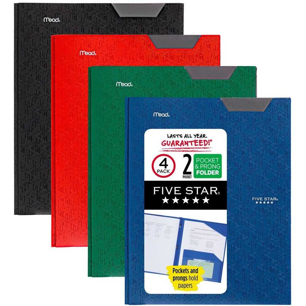 Image of Mead Pocket and Prong Folder, 9-5/16"Wx11-5/8"H, 4/PK, Assorted
