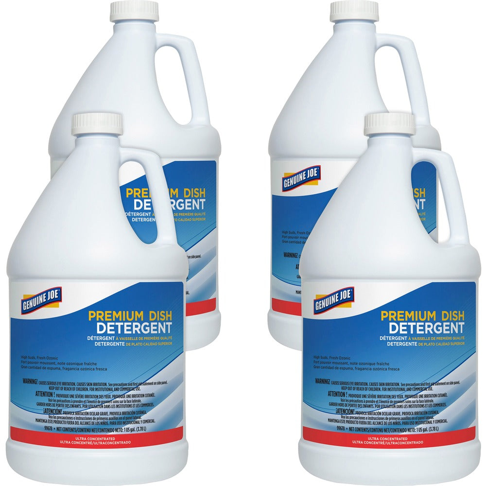 Image of Genuine Joe Dish Detergent, Concentrated, 1 Gallon, 4/CT, Blue