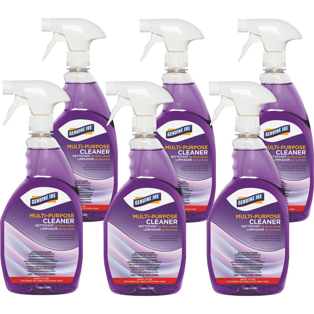 Image of Genuine Joe Multipurpose Cleaner, Ready-to-Use, 32 oz, 6/CT, Purple