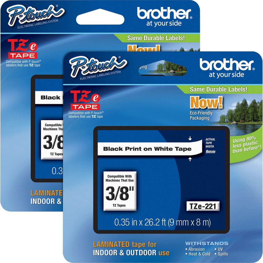 Image of Brother Tape Cartridge, Laminated, f/P-Touch 8m, 3/8", 2/BD, BK/WE