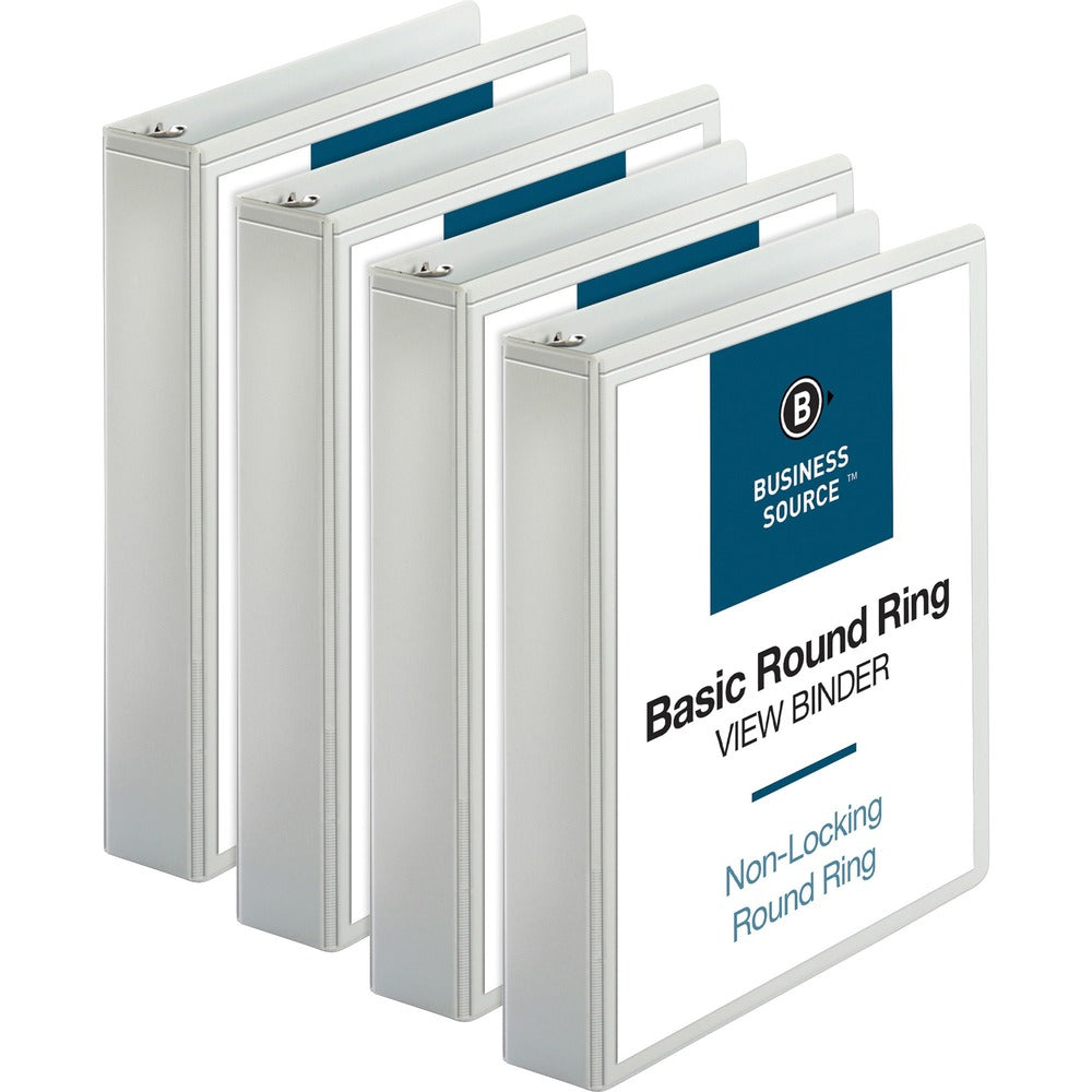 Image of Business Source View Binders, w/ 2 Inside Pockets, 1-1/2" Capacity, 4/BD, WE
