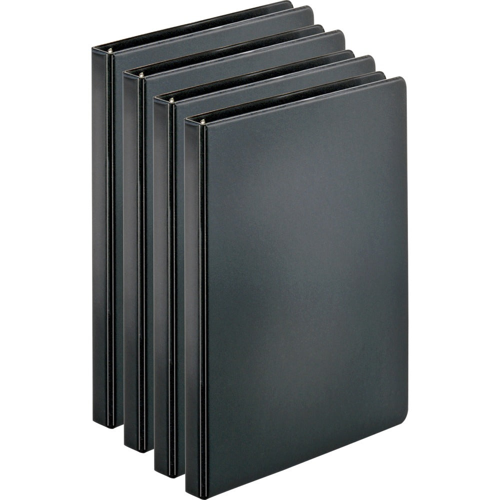 Image of Business Source Binder, Round Rings, 1/2" Cap, 8-1/2"x11", 4/BD, Black