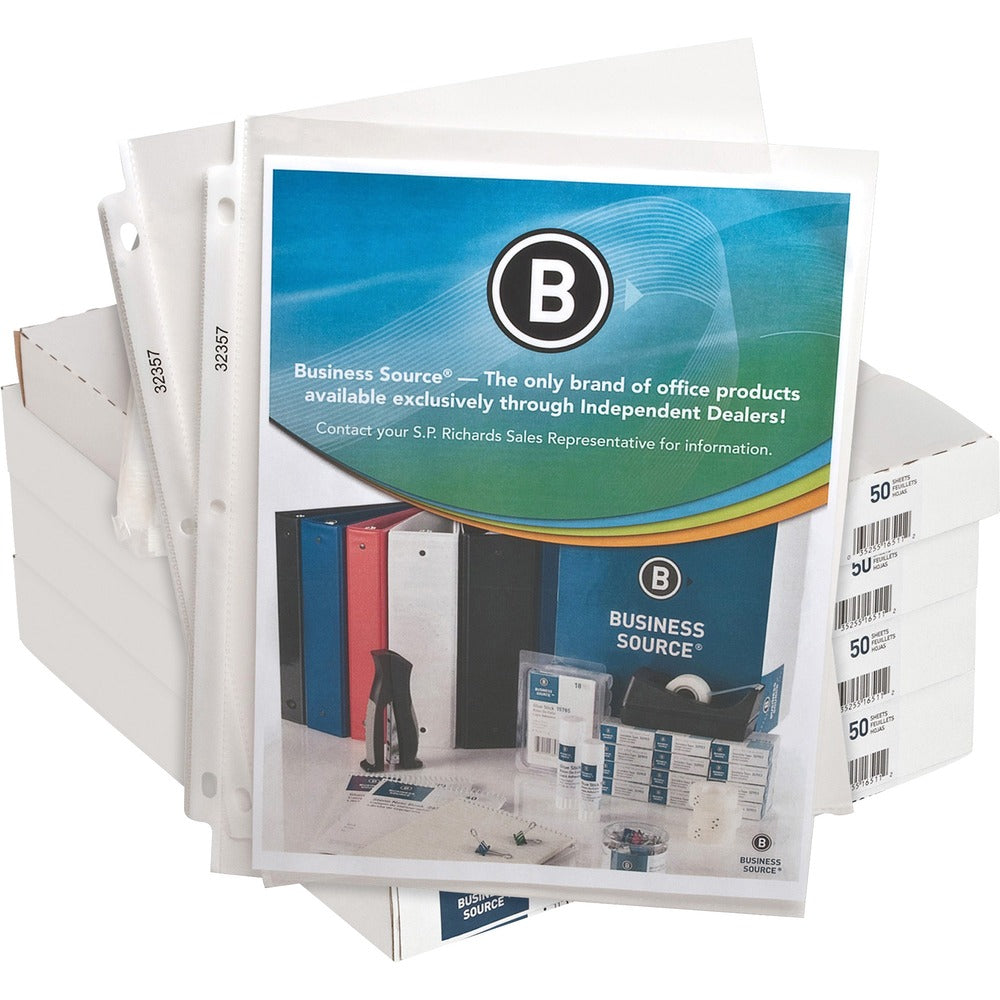 Image of Business Source Sheet Protectors,Top Load,2.4 mil,11"x8-1/2",50/PK,4PK/BX,CL