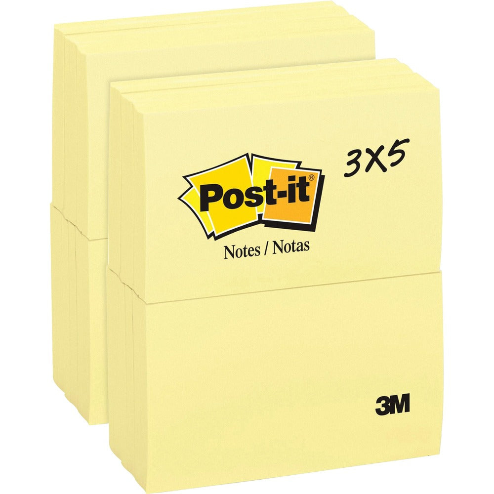 Image of 3M Post-it Notes,Original Pads,3"x5",100 SH/PD,24/BD,Canary