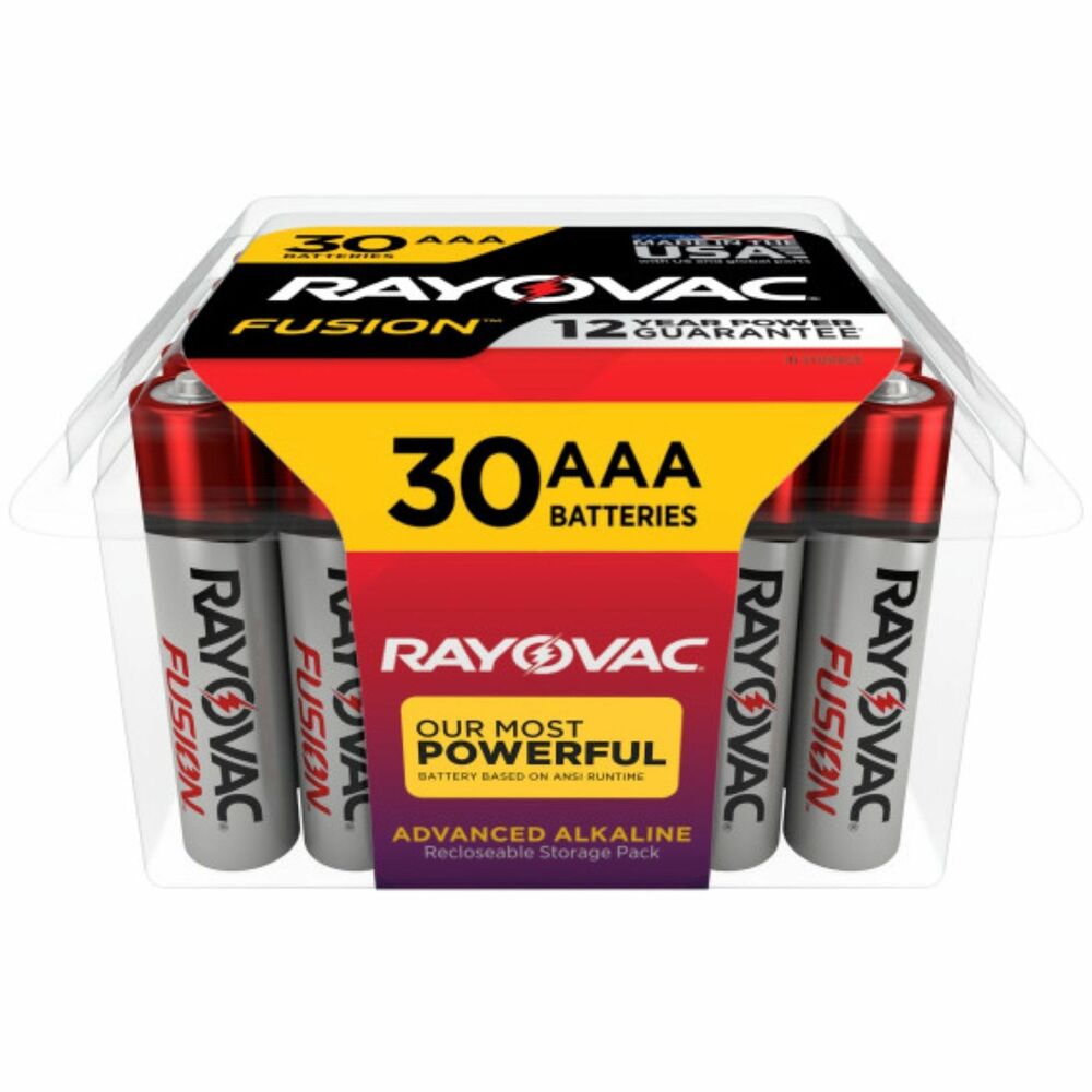 Image of Rayovac Corporation Batteries,AAA,Alkaline,Fusion,30/PK,Red/Silver