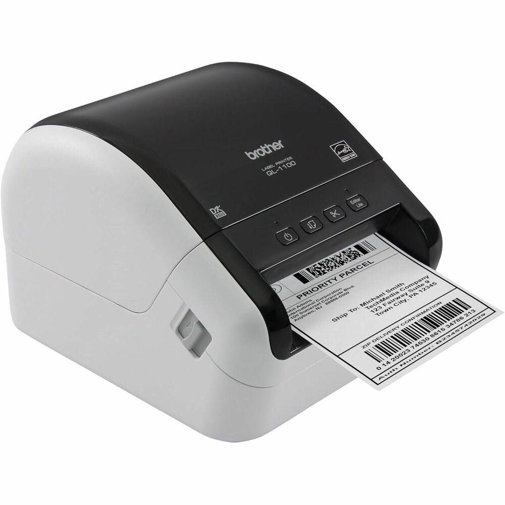 Image of Brother Label Printer, Wide-format, Thermal, 300 dpi, 4.3"/s, WE/BK