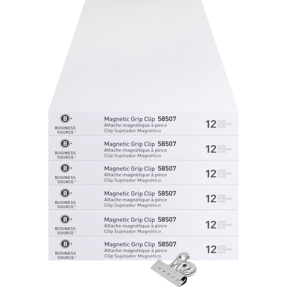 Image of Business Source MagneticClips,DisplayPK,Sz 2,2-1/4"W,1/2"Cap,12/BX,6BX/BD,SR