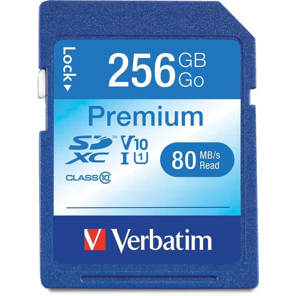 Image of Verbatim Memory Card, SDXC, 256GB, USH-1 U1 Speed, Blue