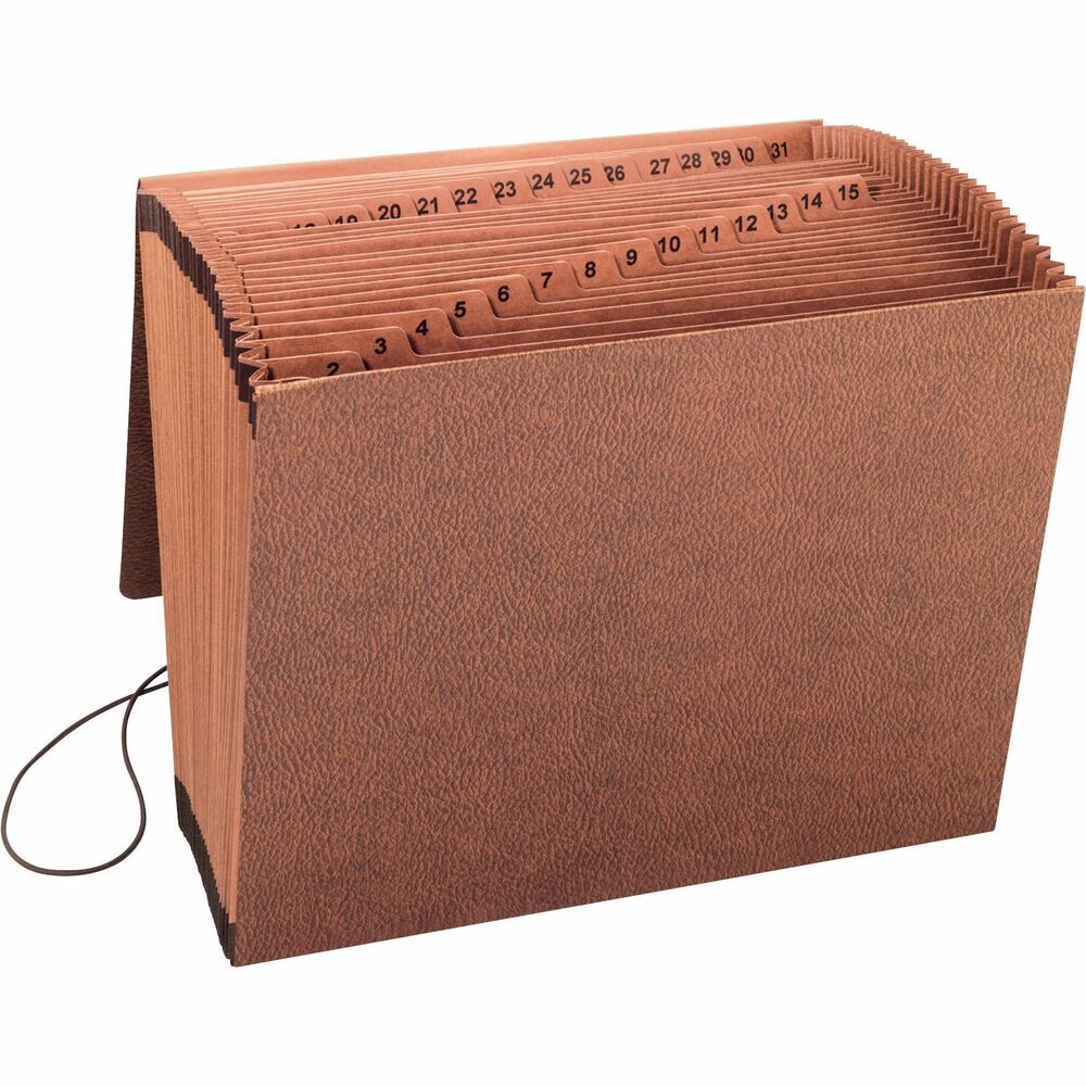 Image of Business Source Accordion File,w/Flap,1-31,31 Pocket,Letter,12"x10",Brown